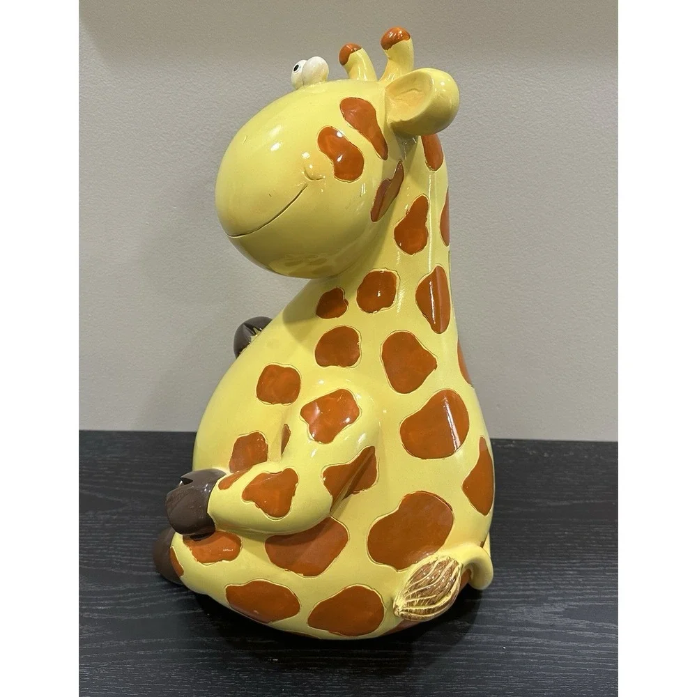 Large Yellow Whimsical Smiling Giraffe Money Bank 15
